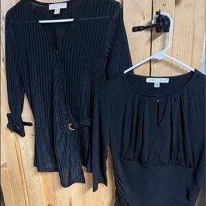 Micheal Kors Sheer Black Wrap Top classy blouse sweater bundle shirt see pics